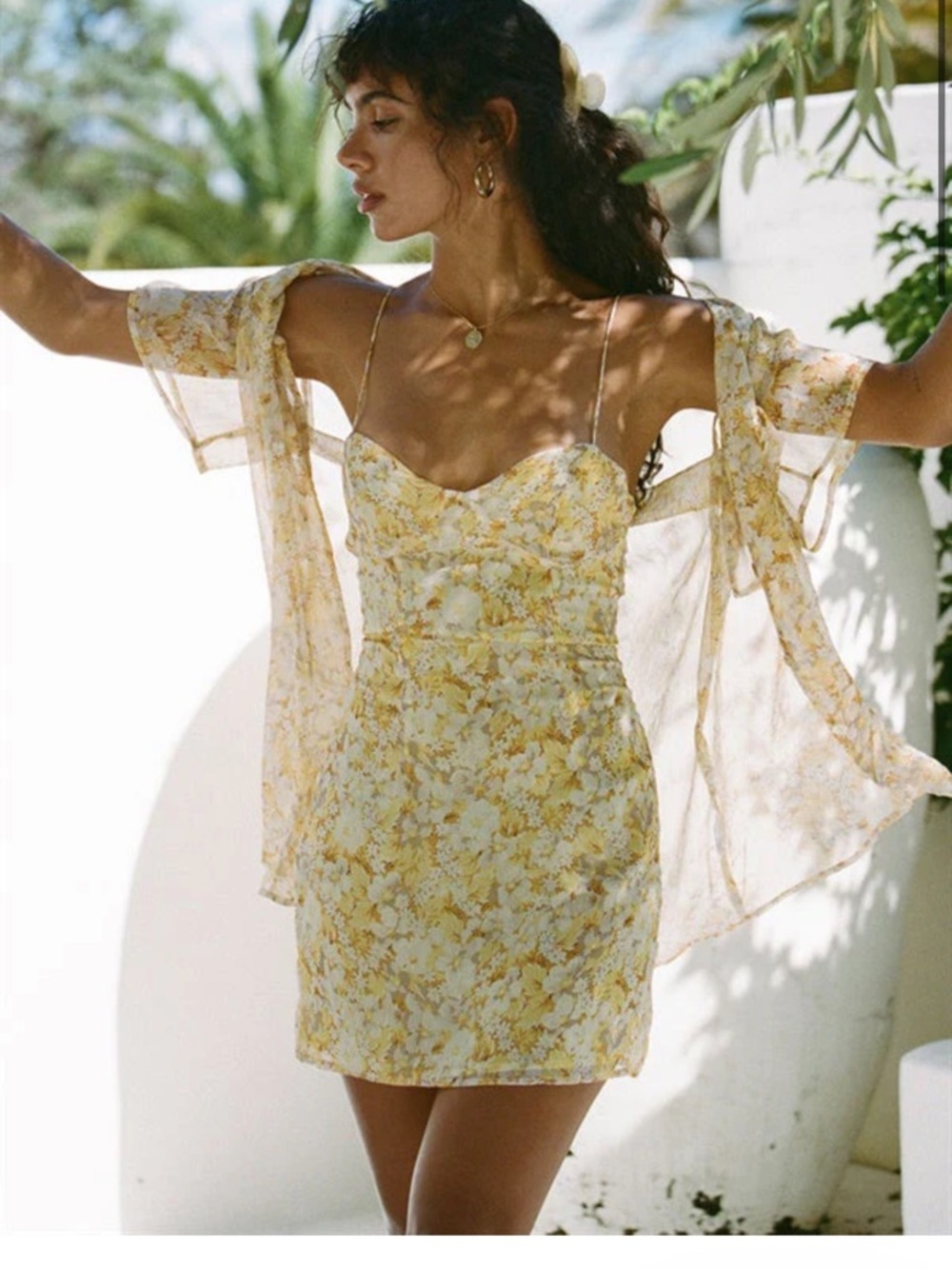 Sabo Skirt Yellow Floral Reece Cami Dress Size US 4 NWT Sundress Lightweight